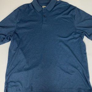 Haggar Mens Polo Shirt XL Blue Plaid Button Down